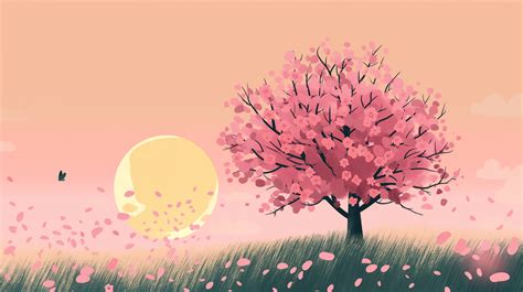 Best 17+ Free Sunset With Sakura Vector Background