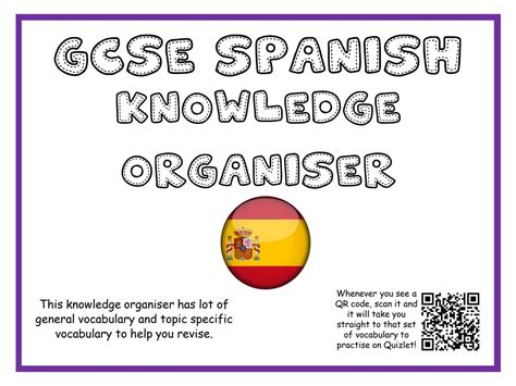 Easy GCSE Spanish Vocabulary Organizer: PDFs, Flashcards & QR Codes ...