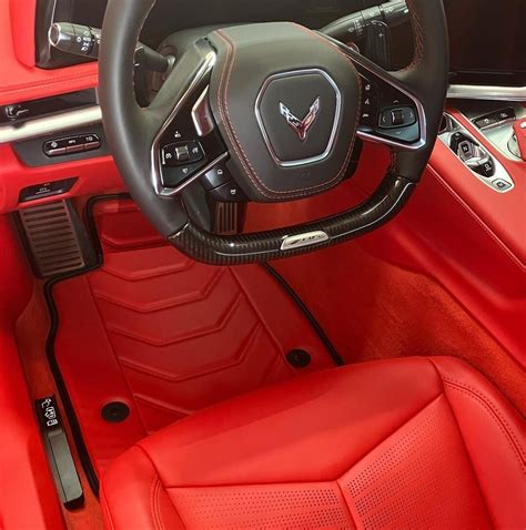 Chevrolet Corvette C8 Stingray Z06 Z51 Floor Mats Red Eco Leather 2021 ...