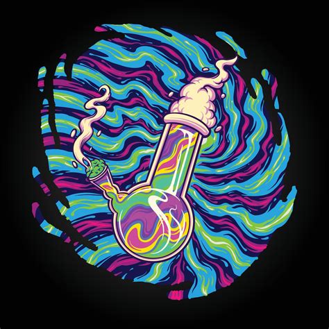 Psychedelic trippy glass bong smoking weed logo illustrations 20398412 ...