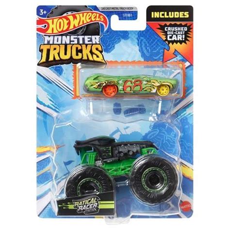 Monster Trucks Ratical Racer with Crushed Car - 1:64 | Hot Wheels ...