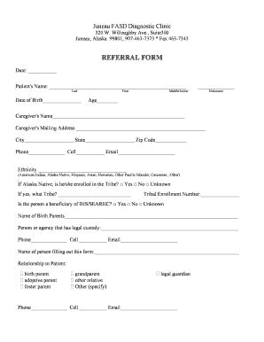 Fillable Online ccthita Juneau FASD Diagnostic Clinic Referral Form ...