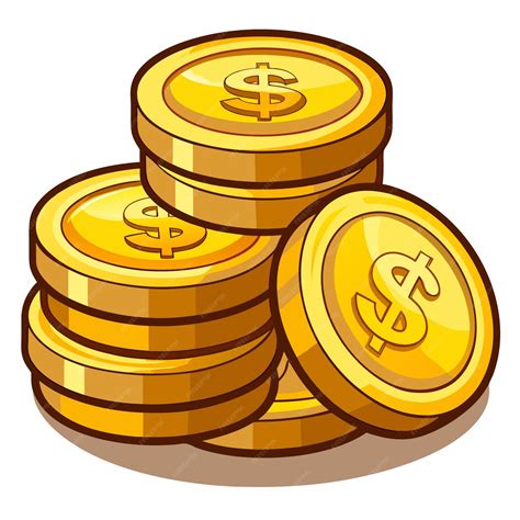 Premium Vector | A cartoon drawing of a stack of gold coins with a ...