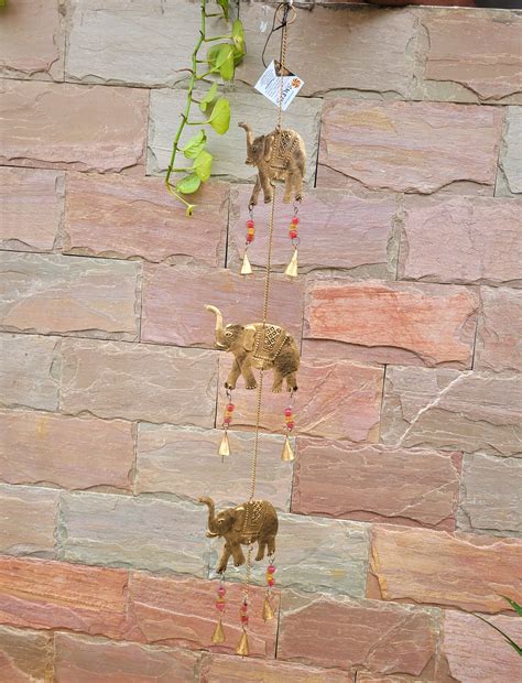 Elephant Hangings wind chime bells glass beads decor – Smris