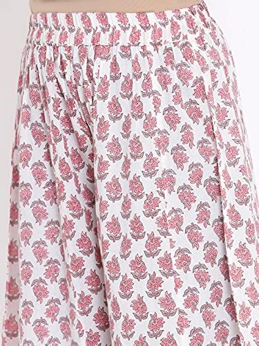 Buy Angiya Womens Cotton Floral Print Straight Kurta Sharara Dupatta ...