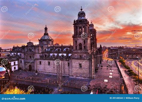Metropolitan Cathedral Zocalo Mexico City Mexico Sunrise Editorial ...