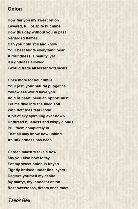 Onion Poem by Tailor Bell - Poem Hunter