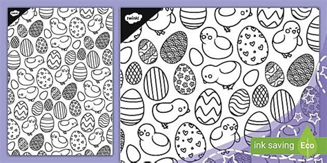 Easter Pattern Doodle Colouring Sheet (teacher made)