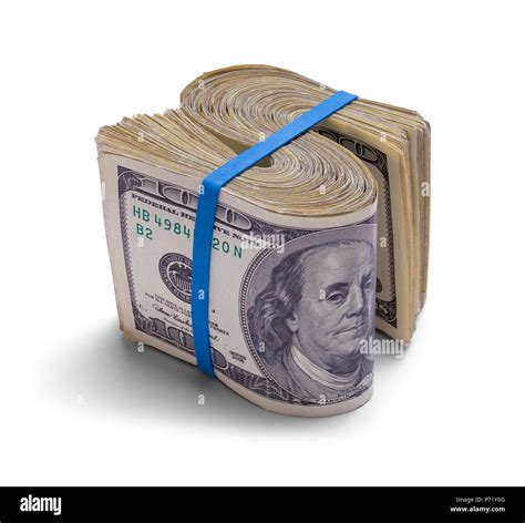 Money Wad in Cash Symbol Isolated on White Stock Photo - Alamy