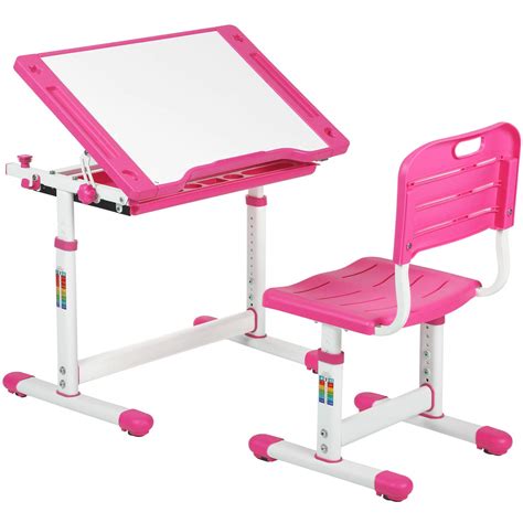 FDW Kids Desk and Chair Set, Children Writing Student Desk Drafting ...