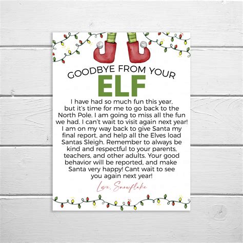 Editable Goodbye Elf Letter, Goodbye Note From Elf, Goodbye Elf Report ...