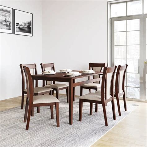 Buy Nilkamal Jewel Six Seater Dining Set (Walnut) Online In India