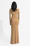 Buy Beige Net, Lycra Asymmetric Olga Solid Draped Dress For Women by ...