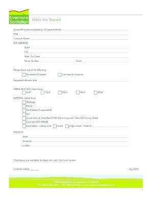 Fillable Online Debris Box Request - Livermore Sanitation Fax Email ...