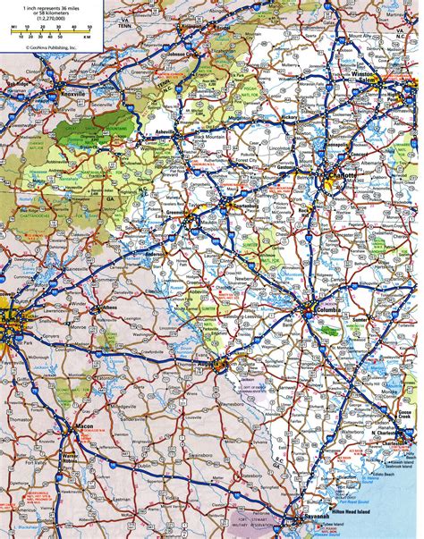 North Carolina detailed roads map with cities. Free printable North ...