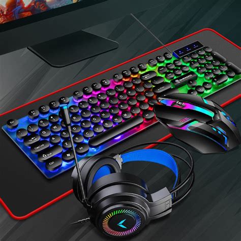 Mechanical Keyboard and Mouse Combo Rgb Gaming 104 Keys Wired Usb Keyboards Mouse and Mouse Pad ...