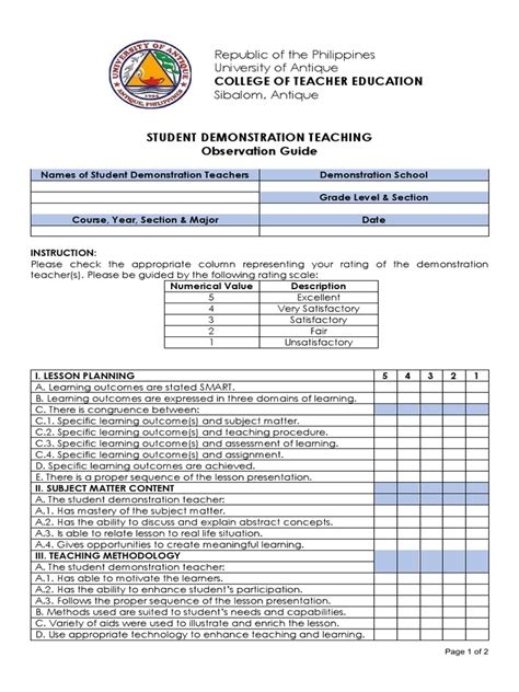 Image result for Sample Observation Guide