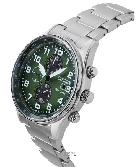 Citizen Eco-Drive Chronograph Stainless Steel Green Dial CA0770-72X 10 ...