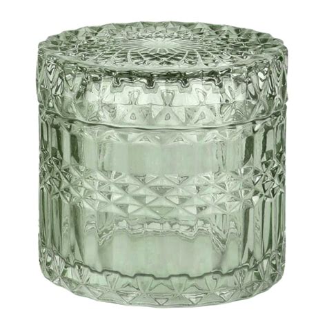 Providence Diana Green Textured Glass Jar, 3.3"