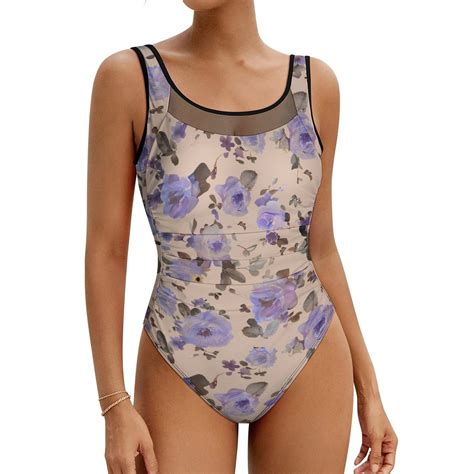Elegant Floral Swimsuit Sexy Modern Flowers One-Piece Swimwear Push Up ...