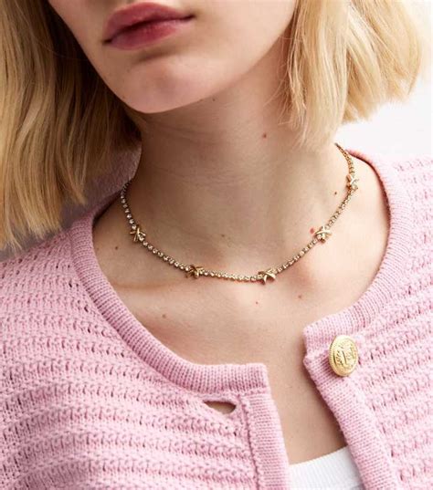 Gold Diamantè Cross Charm Tennis Necklace | New Look