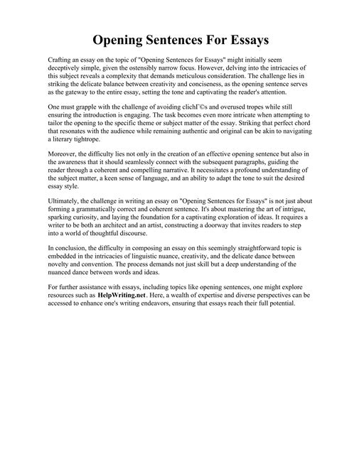 Opening Sentences For Essays.pdf
