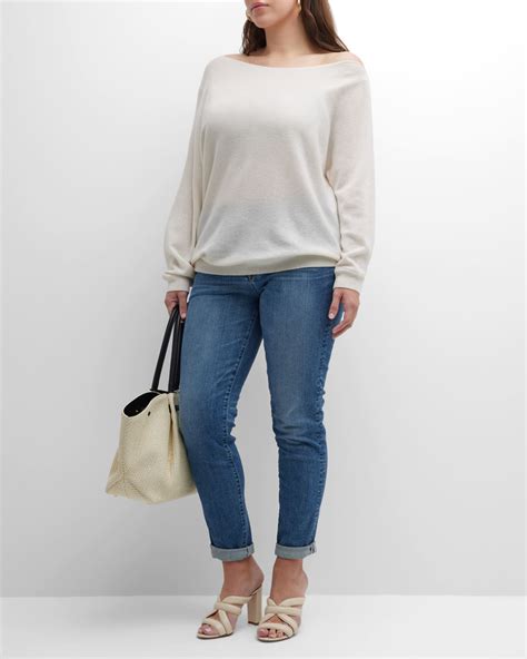 Minnie Rose Plus Plus Size Cashmere Off-Shoulder Sweater | Neiman Marcus
