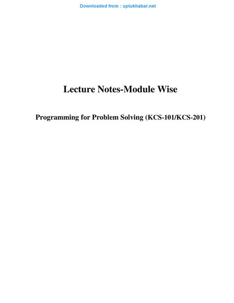 Pps-notes - pps notes - DGI Greater Noida Lecture Notes-Module Wise ...