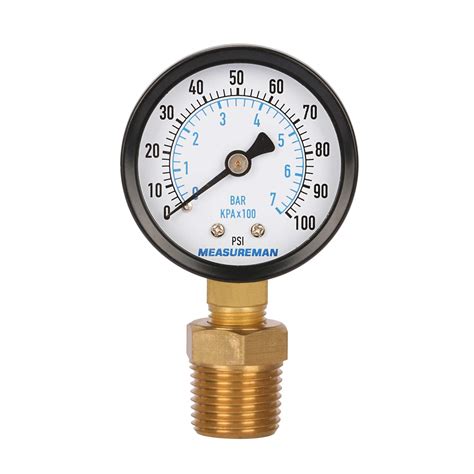 Measureman 2" Well Pump Pressure Gauge, 0-100psi/bar, 1/4" NPT Male ...