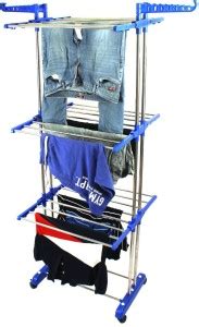FAVOUR Steel, Plastic Floor Cloth Dryer Stand F-DOUBLE POLL-3 TIER ...