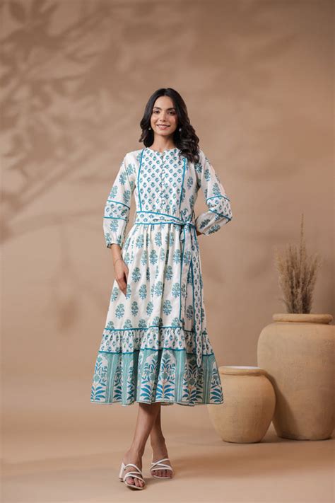 Shop Traditional Jaipuri Cotton Print Maxi Dresses Online | Jaipur Morni
