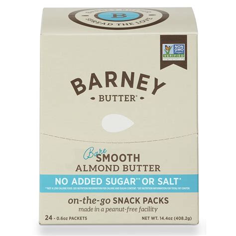 Amazon.com : Barney Butter Almond Butter Snack Packs, Bare Smooth, 0.6 ...