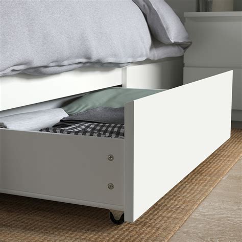MALM bed frame, high, w 2 storage boxes, white/Lönset, 90x200 cm (353 ...
