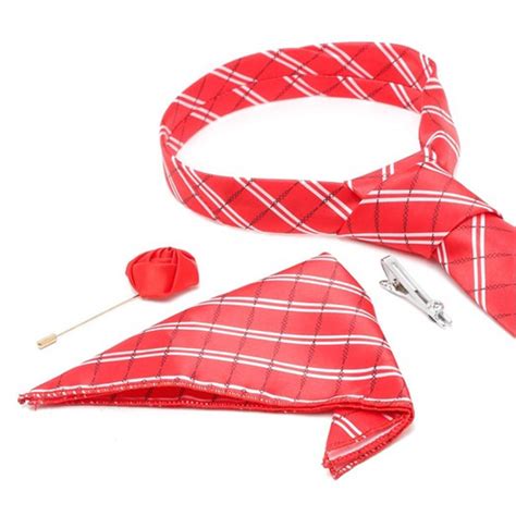 Men Red Polyester Accessory Gift Set