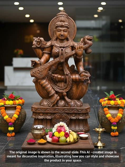 Wooden statue of Goddess Saraswati 30" – Sengottuvel Wood Carvings