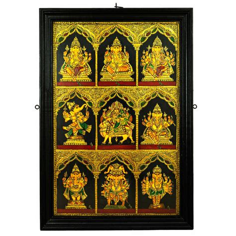 Buy Tanjavore Paintings | Tanjore Painting Teak with Ashta Ganesha ...