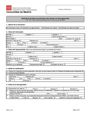 Solicitud de Reconocimiento del Grado de Discapacidad - Plantilla ...
