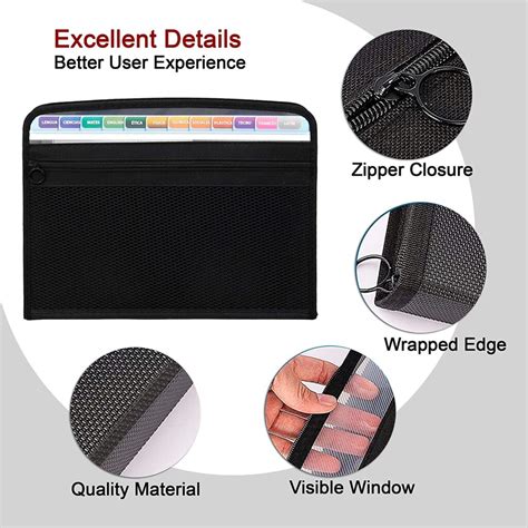 NISUN 13 Pocket Expanding File Folder with Sticky Labels, Accordion ...