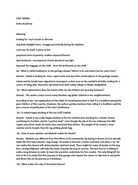 Image result for Lost Spring Class 12 Extra Class