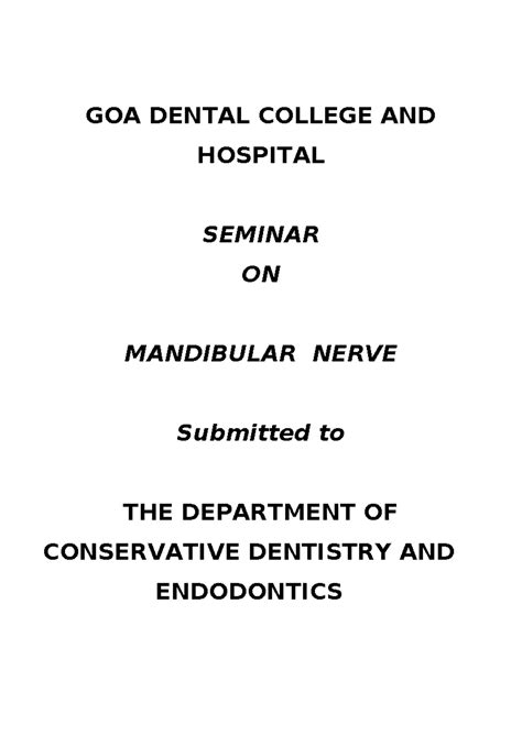 GOA DENTAL COLLEGE SEMINAR ON MANDIBULAR NERVE ANATOMY - Studocu