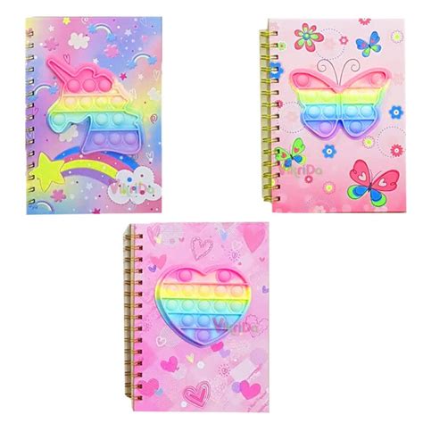 VikriDA Pop It Fidget Diary, A5 Size Ruled Spiral Notebook (80 Sheet ...