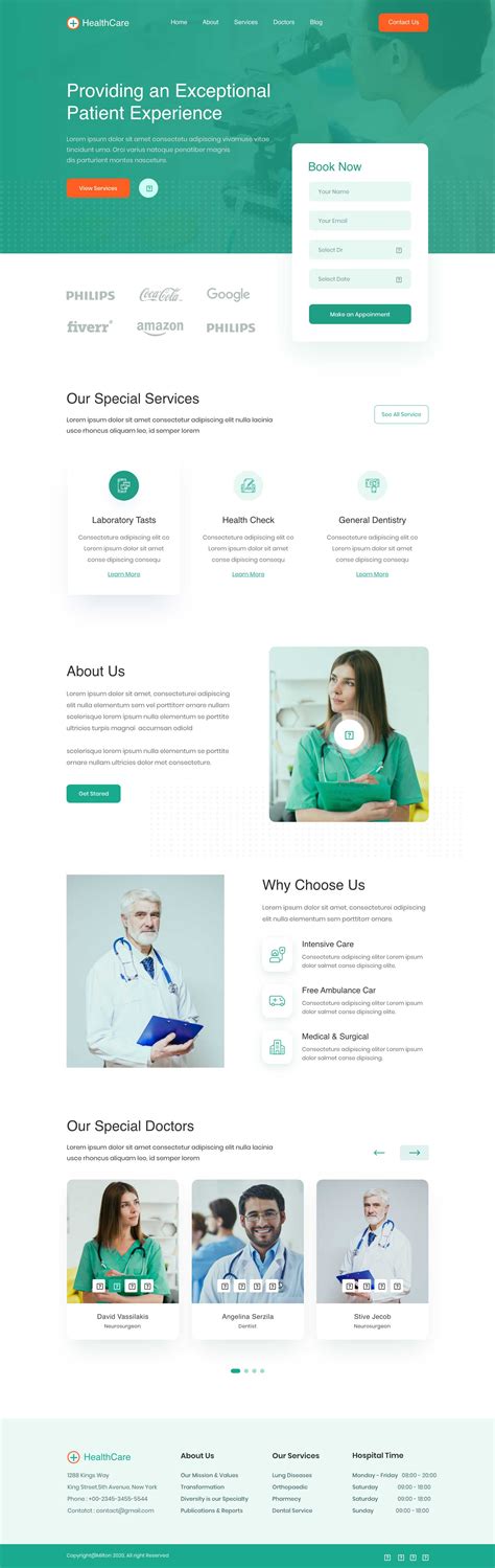 医疗健康护理网站首页模板设计 .xd素材下载-UI设计大作