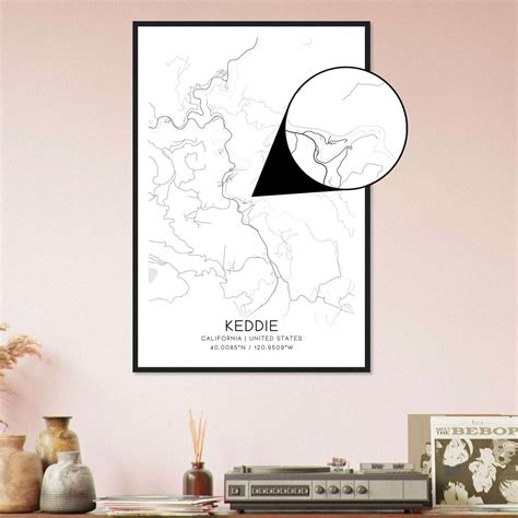 Keddie California Map Poster, Modern Home Decor Wall Art Print - Custom Maps & Posters
