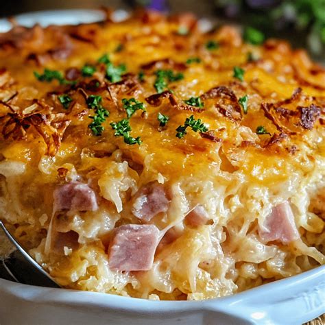 Loaded Cheesy Ham And Hash Brown Casserole - Juicy Recipe