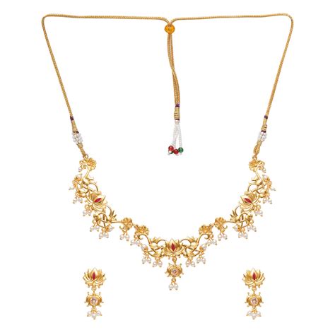 Apsara Lotus Gold Toned Jewellery Set – VOYLLA