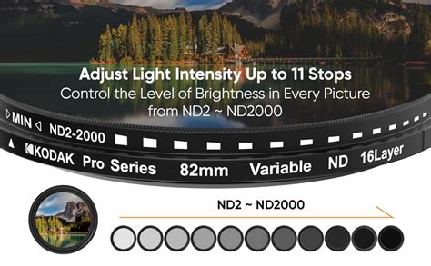 Buy Kodak 82mm Camera Lens VND Filter Pro Series|11 Stops for ND2 ...
