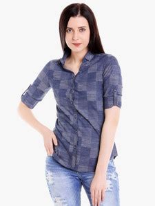 CAMPUS SUTRA Women Checkered Casual Blue Shirt - Buy CAMPUS SUTRA Women ...