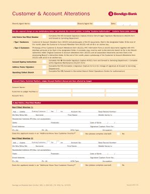 Bendigo Bank Customer And Account Alterations Form - Fill and Sign ...