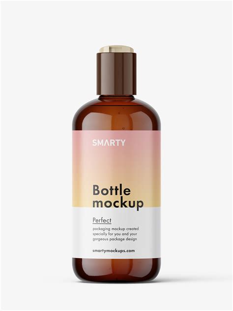 Bottle with disctop cap mockup / amber - Mockups Design