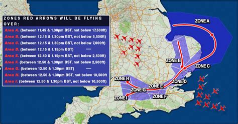 Map shows Red Arrows flypast route and timings for Trooping the Colour 2023 - WTX News
